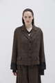 Phisique du role - BOXY JACKET IN TWISTED TARTAN WITH VISCOSE CUFFS Wine - 26W093