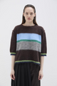 Phisique du role - STRIPED ROUND NECK HALF SLEEVES IN MOHAIR - 26W222