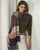 Surkana  - Striped knit tricot scarf Chocolate - 35BUNA731