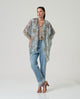 Surkana - Kaftan printed Blue Silk - 36PAMA824