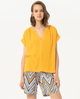 Surkana - Plain crepe sleeve drop sleeve blouse Yellow - 514ESPA123