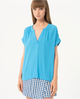 Surkana - Plain crepe sleeve drop sleeve blouse Blue - 514ESPA123