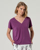 Surkana  - T-shirt v neck Purple - 526BAMO015