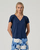 Surkana  - T-shirt v neck Navy - 526BAMO015