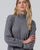 Surkana  - Long dress with high neck and side slits Grey - 555ALNE734
