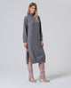 Surkana  - Long dress with high neck and side slits Grey - 555ALNE734