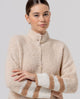 Surkana - Funnel-neck patterned knit jacket Beige - 556TABO334