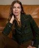 Surkana  - Short plaid blazer with printed lining Khaki - 565NICU321