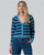 Surkana  - Two-tone chunky knit short cardigan Blue - 565MARA332