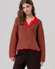 Surkana - Scalloped polo neck sweater Red - 566BUNO232
