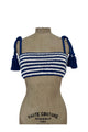 Charlie Joe - Chai Top Cotton knit White blue stripes -