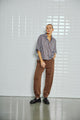 With Black - WBLHELEN Batsleeve Shirt Brown Stripe cotton - 00001493