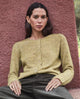 Yerse - Olive-green alpaca-blend fisherman’s-rib cardigan - 43561