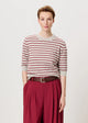TRVL DRSS - Knitted Trinny Top LT Grey Ruby Red Stripe - 03-T1308 63F